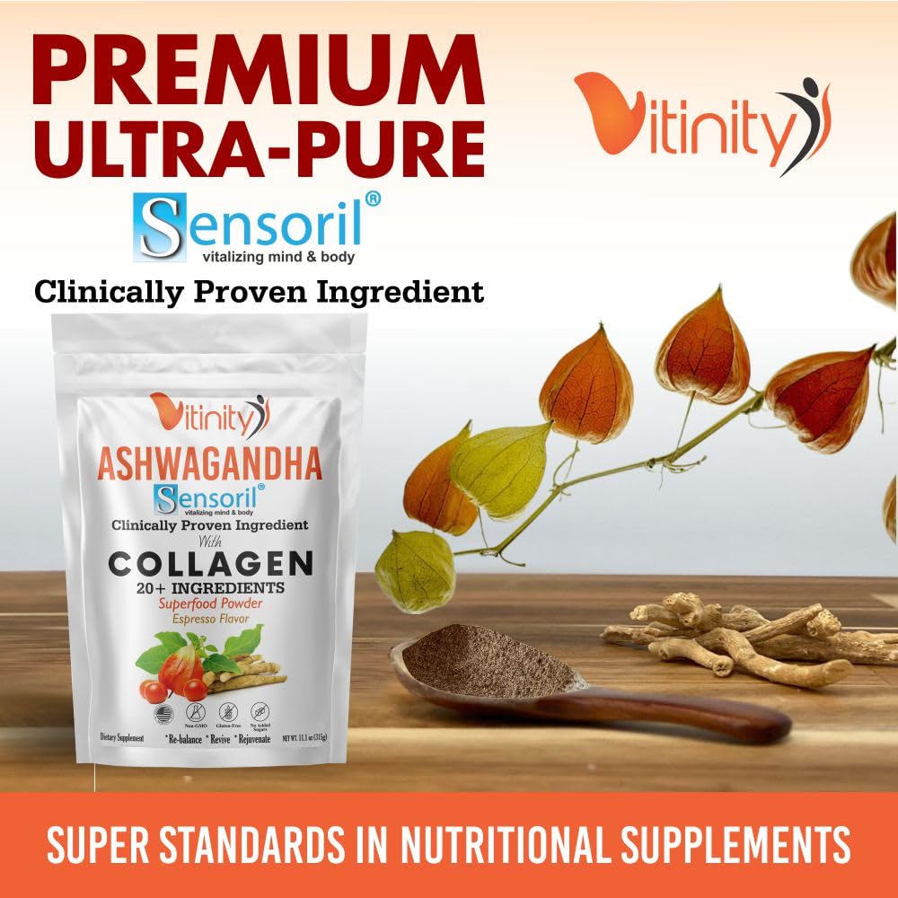 VITINITY Super Food Collagen Powder with CLINICALLY Proven Ingredient for Adults. (ASHWAGANDHA)
