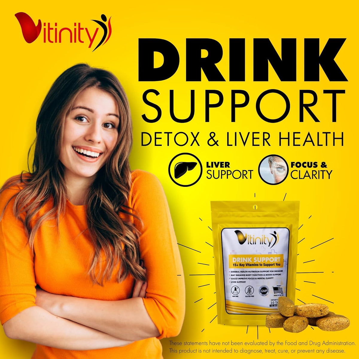 Anti Alcohol Drink Support Supplement - Craving Support,Liver Health,Reduce Alcohol Intake Formula - Kudzu,Milk Thistle Holy Basil, Natural Detoxify,Gradual Reduction,Nutrient Replenisher - 15 Days