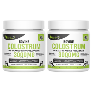 VITINITY Grass-Fed Bovine Colostrum Powder – IgG Colostrum 3000 mg Supplement with Prebiotics & Probiotics for Gut Health, Immune Support, Muscle Recovery & Wellness | Pure Superfood, Unflavored (2 packx90g)
