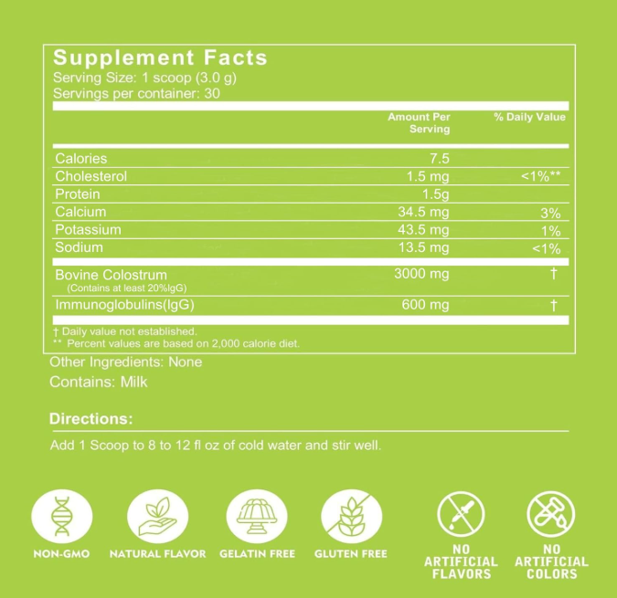 VITINITY Grass-Fed Bovine Colostrum Powder – IgG Colostrum 3000 mg Supplement with Prebiotics & Probiotics for Gut Health, Immune Support, Muscle Recovery & Wellness | Pure Superfood, Unflavored (2 packx90g)