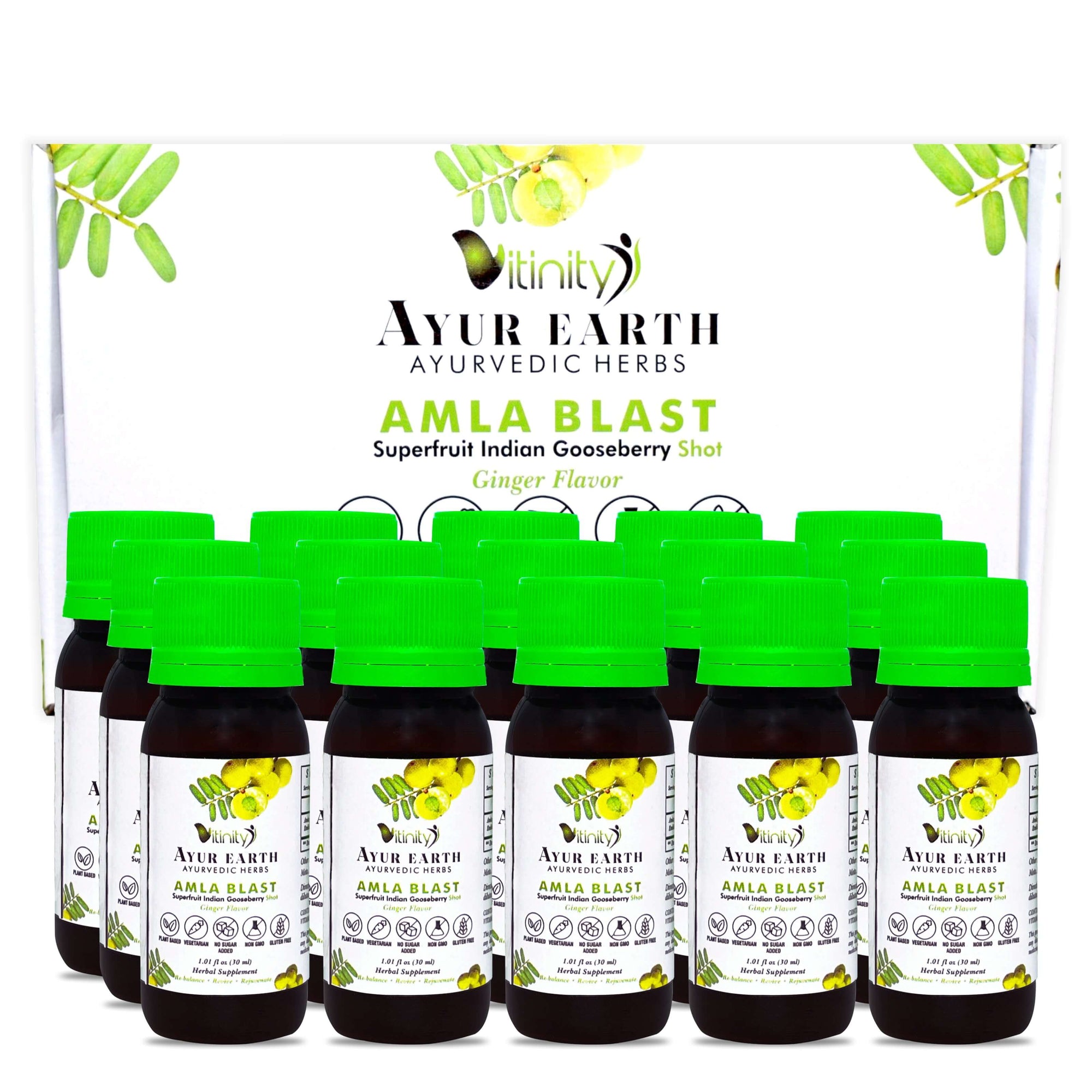 Ayurveda Herbal Shots - Pure,Natural - Amla Superfood Blast - Non-GMO,Vegetarian,Sugar Free - Each Shot 30000 Mg.